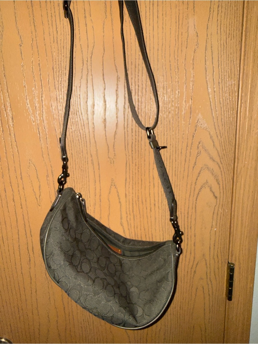 Coach Black Signature Crescent Crossbody Bag